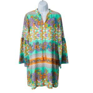 Anthropologie Uncle Frank Dress Size Medium Boho Retro Bell Sleeve Dopamine USA